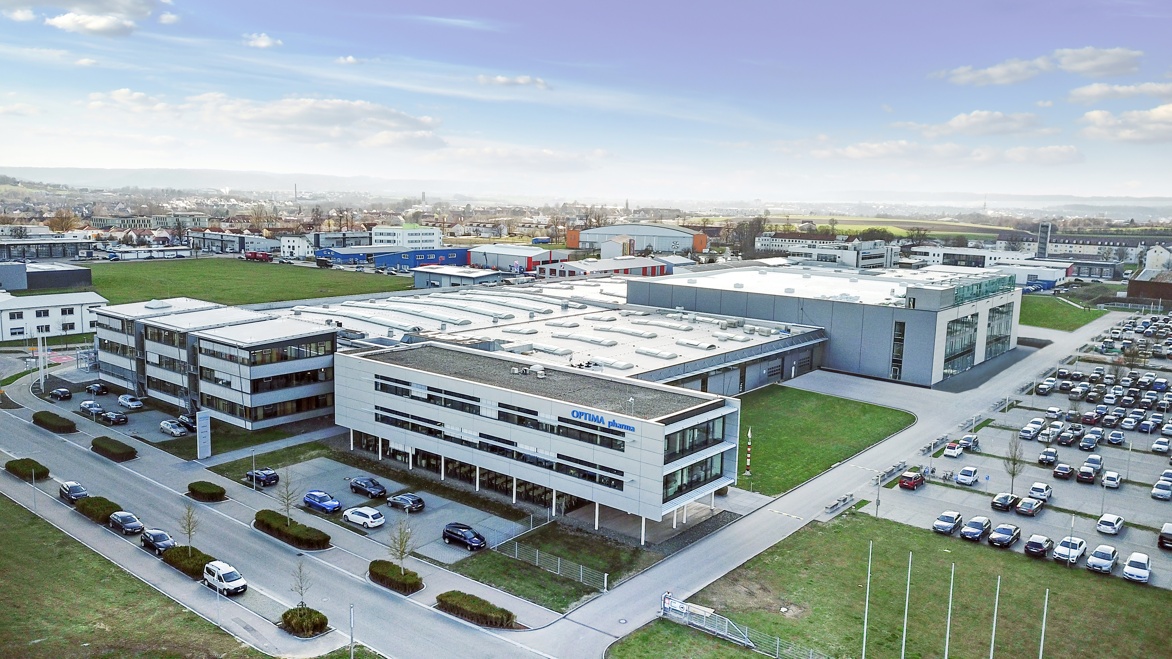 Company building OPTIMA pharma GmbH in Schwäbisch Hall, Germany